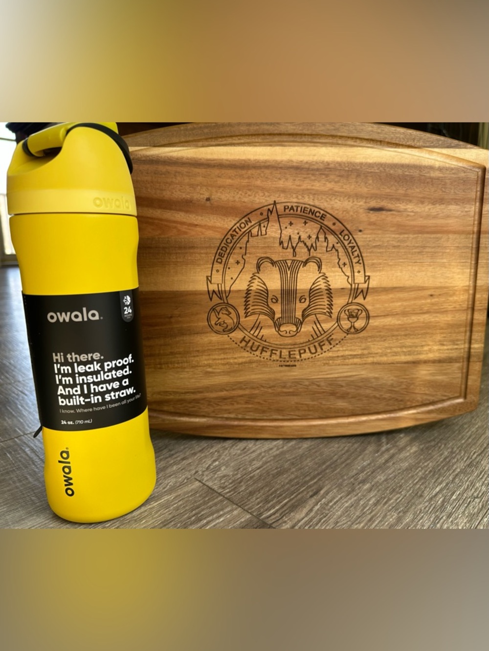 Hufflepuff Owala and Cutting Board